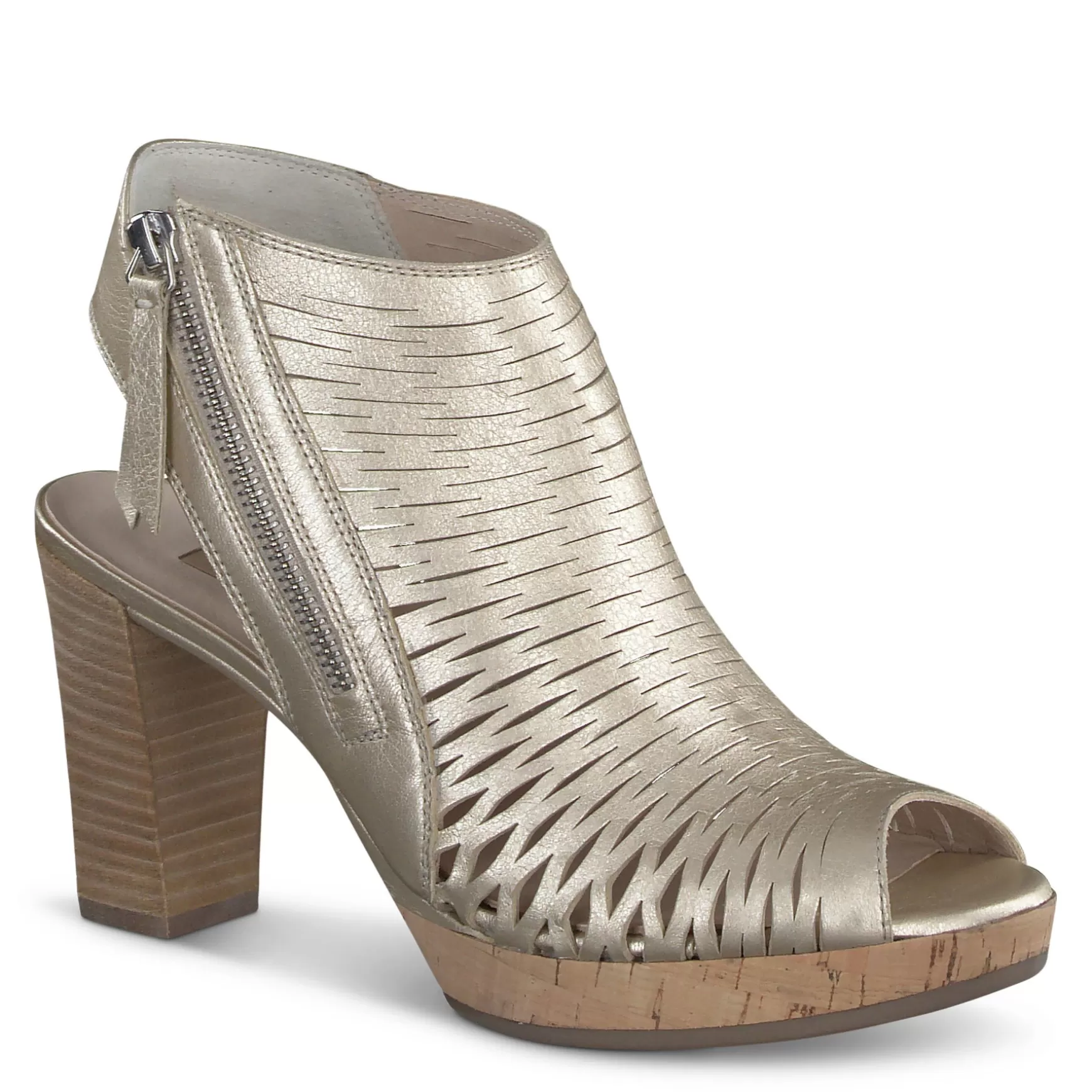 Paul Green Costa Peep Toe Bootie Gold Metallic Leather Shop