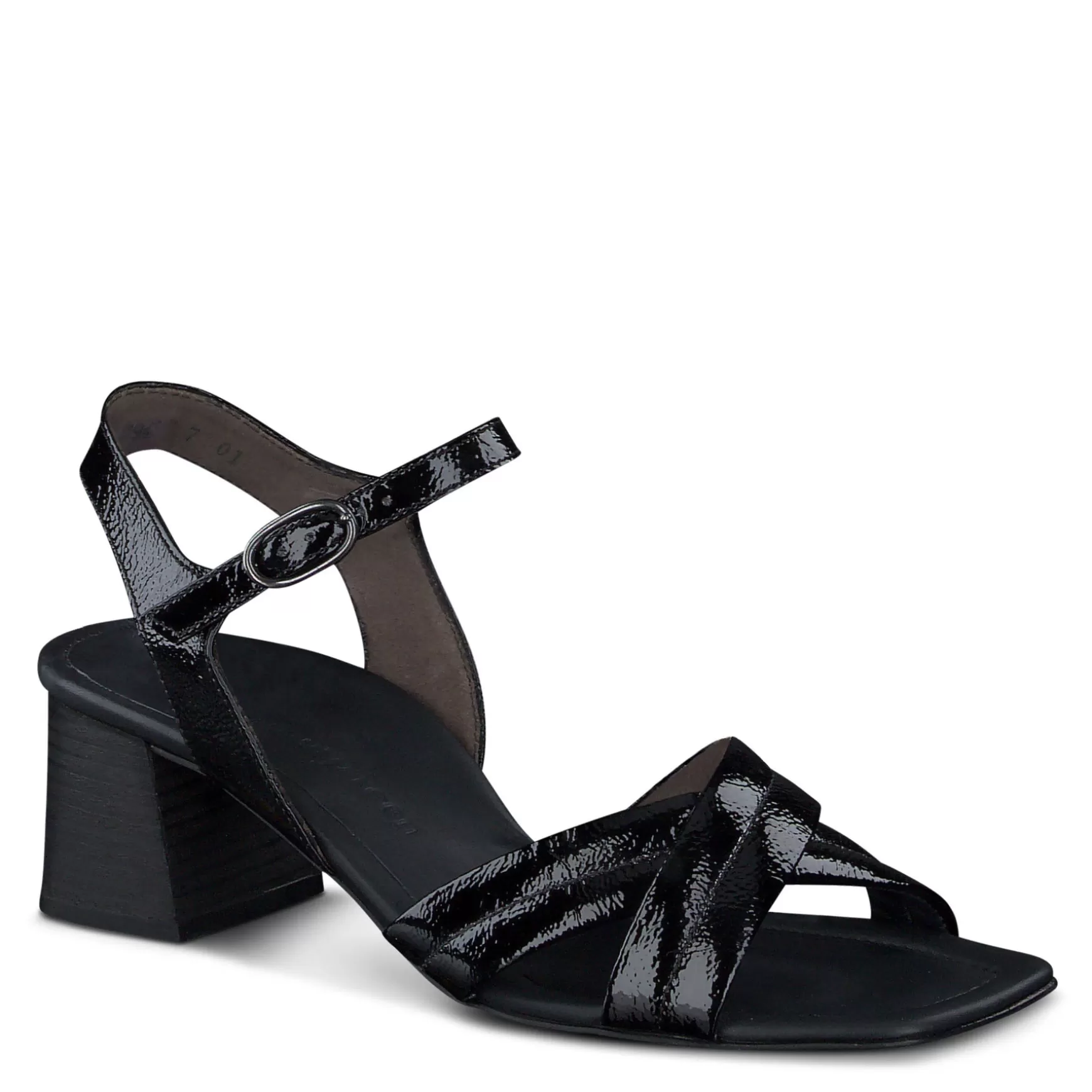 Paul Green Lexi Heel Black Crinkled Patent Store