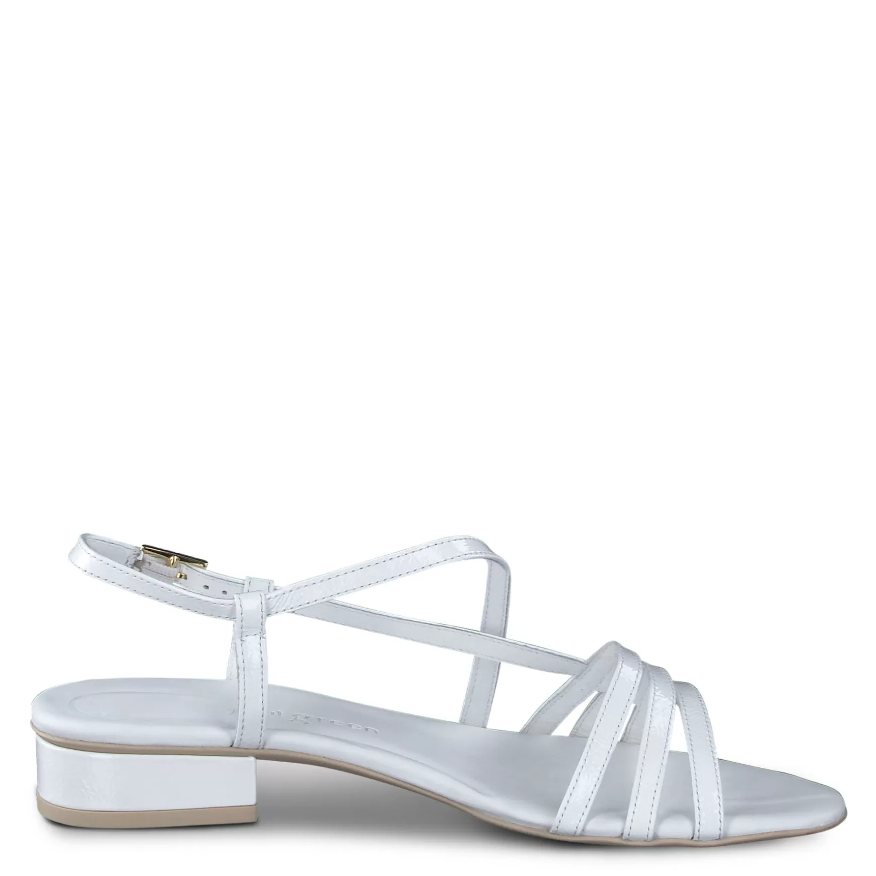 Paul Green Romance Sandal White Crinkled Patent Discount