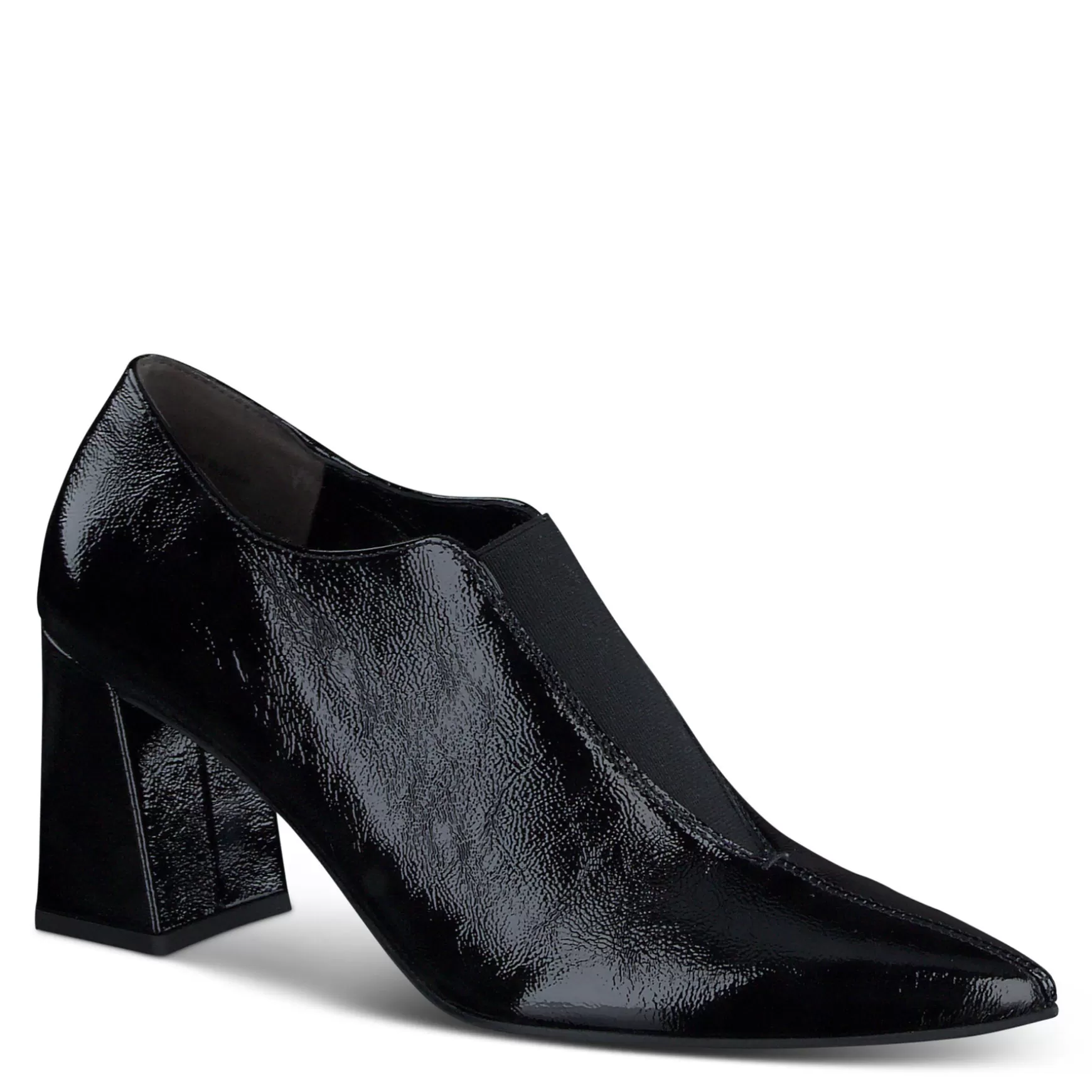 Paul Green Stacia Heel Black Crinkled Patent Outlet